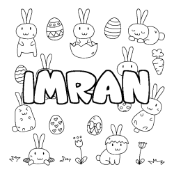 Coloring page first name IMRAN - Easter background