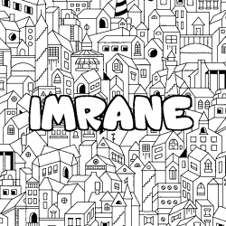 Coloring page first name IMRANE - City background