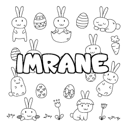 Coloring page first name IMRANE - Easter background