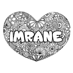 Coloring page first name IMRANE - Heart mandala background