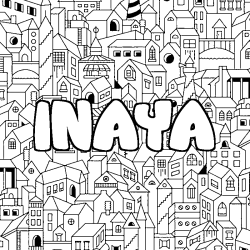 Coloring page first name INAYA - City background