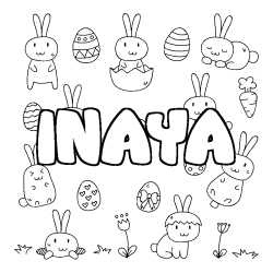 Coloring page first name INAYA - Easter background