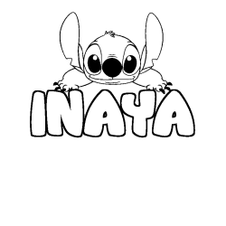 Coloring page first name INAYA - Stitch background