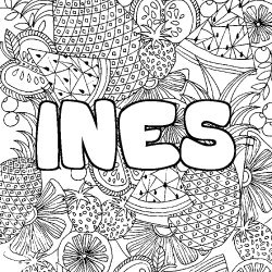 INES - Fruits mandala background coloring