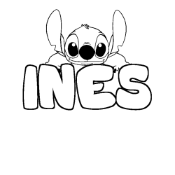 Coloring page first name INES - Stitch background