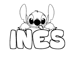 Coloring page first name INÈS - Stitch background
