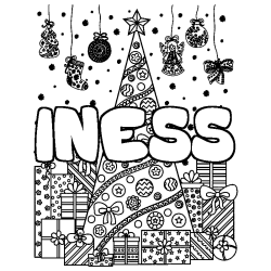 INESS - Christmas tree and presents background coloring