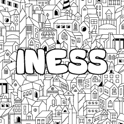 Coloring page first name INESS - City background