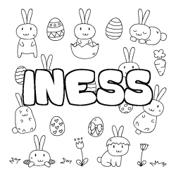 Coloring page first name INESS - Easter background