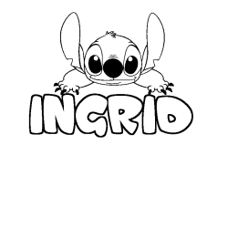 Coloring page first name INGRID - Stitch background
