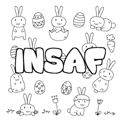 Coloring page first name INSAF - Easter background