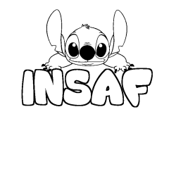 Coloring page first name INSAF - Stitch background