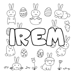 Coloring page first name IREM - Easter background