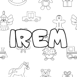 Coloring page first name IREM - Toys background