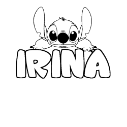 Coloring page first name IRINA - Stitch background
