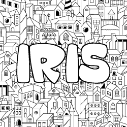 Coloring page first name IRIS - City background