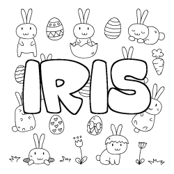 Coloring page first name IRIS - Easter background