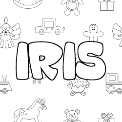 Coloring page first name IRIS - Toys background