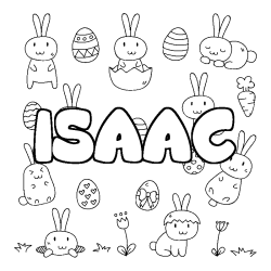 Coloring page first name ISAAC - Easter background