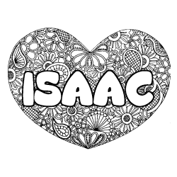 Coloring page first name ISAAC - Heart mandala background