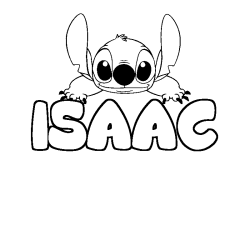 Coloring page first name ISAAC - Stitch background