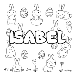 Coloring page first name ISABEL - Easter background