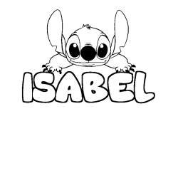 Coloring page first name ISABEL - Stitch background