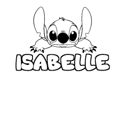 Coloring page first name ISABELLE - Stitch background