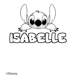 Coloring page first name ISABELLE - Stitch background