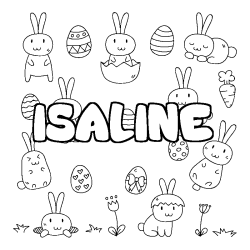 Coloring page first name ISALINE - Easter background