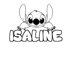 Coloring page first name ISALINE - Stitch background