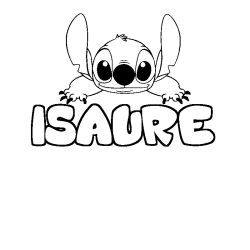Coloring page first name ISAURE - Stitch background