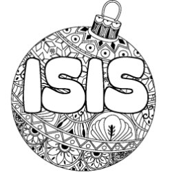 Coloring page first name ISIS - Christmas tree bulb background