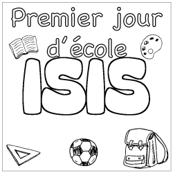 Coloring page first name ISIS - School First day background