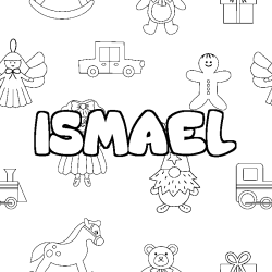 Coloring page first name ISMAEL - Toys background