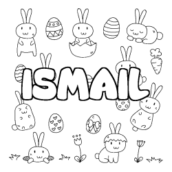 Coloring page first name ISMAIL - Easter background