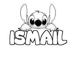 Coloring page first name ISMAIL - Stitch background