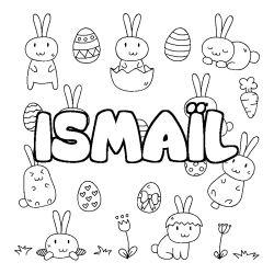 Coloring page first name ISMAÏL - Easter background