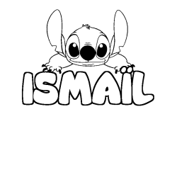 Coloring page first name ISMAÏL - Stitch background