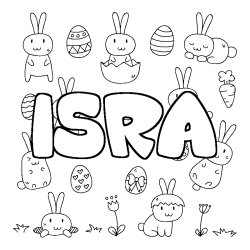 Coloring page first name ISRA - Easter background