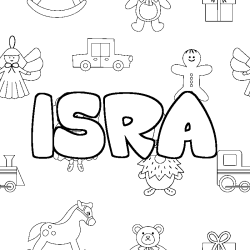 Coloring page first name ISRA - Toys background