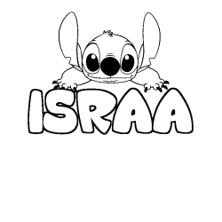 Coloring page first name ISRAA - Stitch background