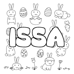 Coloring page first name ISSA - Easter background