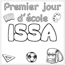 Coloring page first name ISSA - School First day background