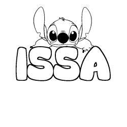 Coloring page first name ISSA - Stitch background