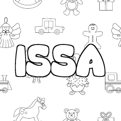 Coloring page first name ISSA - Toys background