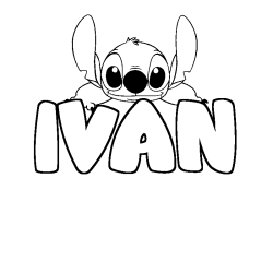 Coloring page first name IVAN - Stitch background