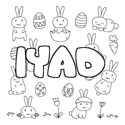 Coloring page first name IYAD - Easter background
