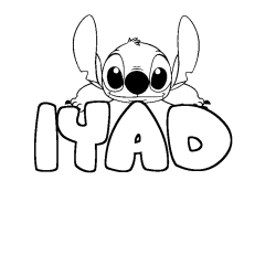 Coloring page first name IYAD - Stitch background