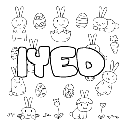 Coloring page first name IYED - Easter background